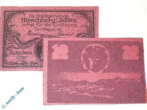 Notgeld Hirschberg , 10 Pfennig Schein , Fehldruck , Tieste 3045.20.05.F , Schlesien Verkehrsausgabe