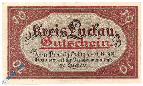 Notgeld Luckau , 10 Pfennig Schein , Stern Sechseckmuster , Tieste 4225.05.25 , von 1917 , Brandenburg Verkehrsausgabe