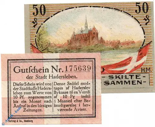 Notgeld Stadt Hadersleben 2695.10.25-26 , Set mit 2 Scheinen in kfr. von 1920 , dänisch Nordschleswig Verkehrsausgabe