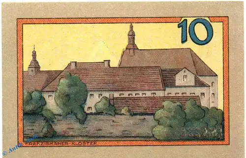 Notgeld Leobschütz , 10 Pfennig Schein Reihe I in kfr. Tieste 4020.05.16 , o.D. Schlesien Verkehrsausgabe