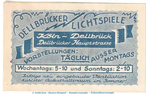 Briefmarken-Notgeld Köln Dellbrück , 10 Pfennig Schein in kfr. Tieste 3570.05.01 von 1921 , Rheinland Verkehrsausgabe