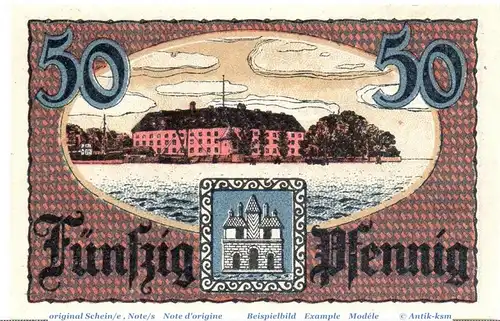 Notgeld Stadt Sonderburg 6975.10.21 , 50 Pfennig Schein in kfr. von 1919 , dänisch Nordschleswig Verkehrsausgabe
