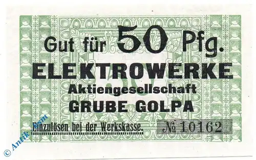 Notgeld Grube Golpa , Elektrowerke , 50 Pfennig Schein , Tieste 2355.05.44 , Sachsen Verkehrsausgabe