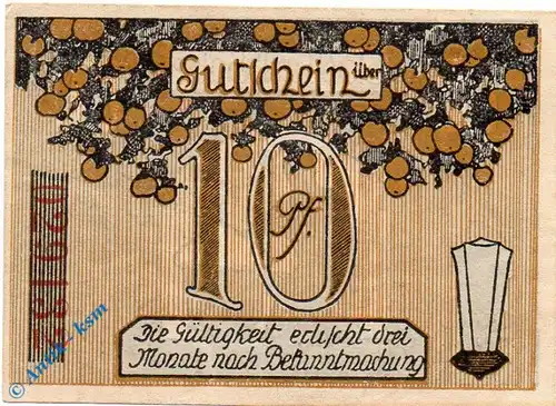 Notgeld Gross Salze , 10 Pfennig Schein , Tieste 2595.05.01 , von 1920 , Sachsen Verkehrsausgabe