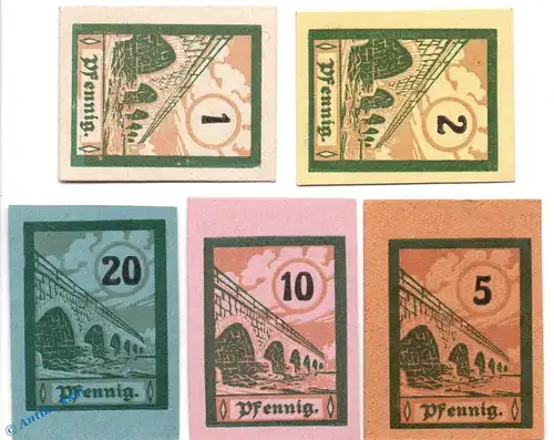 Notgeld Salzburghofen , Set mit 5 Scheinen in kfr. Tieste 6360.05.01-05 , von 1920 , Bayern Verkehrsausgabe