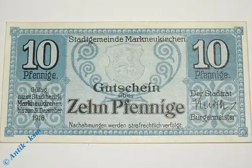 Notgeld Markneukirchen , 10 Pfennig Schein , Tieste 4400.05.01 , Sachsen Verkehrsausgabe