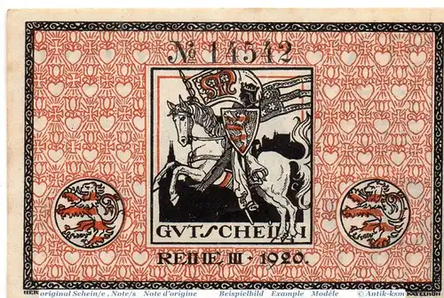 Notgeld Marburg , 50 Pfennig Schein Reihe III in kfr. Tieste 4365.05.10 , von 1918 , Hessen Verkehrsausgabe