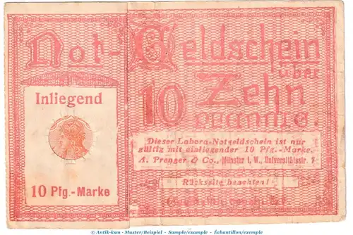 Notgeld P.Heinrich Münster , 10 Pfennig Briefmarkennotgeld in gbr. Tieste 4720.035.01 o.D. Westfalen Verkehrsausgabe