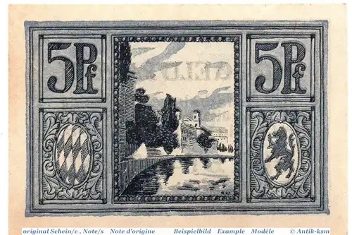 Notgeld Passau , 5 Pfennig Schein in kfr., Tieste 5515.05.110 , o.D. Sachsen Verkehrsausgabe