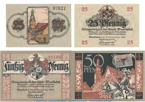 Notgeld Stadt Wunsiedel , Set mit 4 Scheinen in kfr. Tieste 8140.05.15-18 von 1918 , Bayern Verkehrsausgabe
