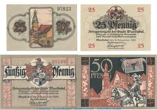 Wunsiedel , Notgeld Set mit 4 Scheinen in kfr-unc 8140.05... Bayern 1918 Verkehrsausgabe