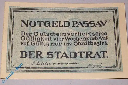 Notgeld Passau , 5 Pfennig Schein , blau grün , Tieste 5515.05.110.2 , Sachsen Verkehrsausgabe