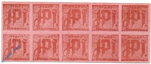 Notgeld Passau , 10er Bogen 1 Pfennig , bräunlichrot rosa , Tieste 5515.05.054 ? , Sachsen Verkehrsausgabe