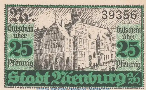 Notgeld Stadt Nienburg , 25 Pfennig Schein in kfr. Tieste 5105.05.05 o.D. Niedersachsen Verkehrsausgabe