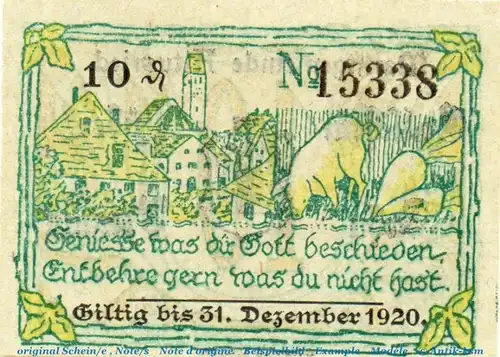 Notgeld Marktgemeinde Altusried 0090.05.01.2 , 10 Pfennig 49 mm in kfr. o.D. , Bayern Verkehrsausgabe