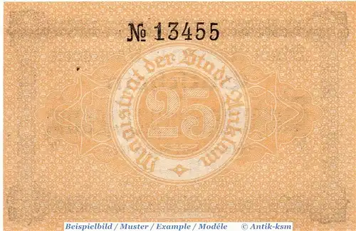 Notgeld Anklam , 25 Pfennig Schein in kfr. Tieste 0140.10.35 , von 1920 , Pommern Verkehrsausgabe