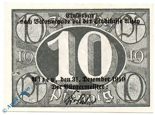 Notgeld Alzey , 10 Pfennig Schein , Tieste 0100.05.01 , von 1919 , Hessen Verkehrsausgabe
