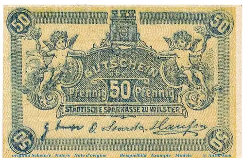 Notgeld Stadt Wilster 7960.05.06 , 50 Pfennig Schein in kfr. o.D. Schleswig Holstein Verkehrsausgabe