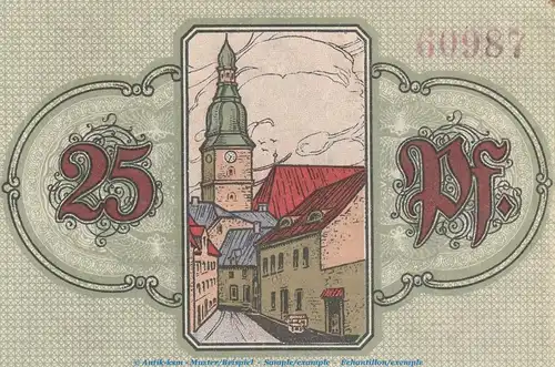 Notgeld Stadt Wunsiedel , 25 Pfennig -Kirche- in kfr. Tieste 8140.05.10 von 1918 , Bayern Verkehrsausgabe