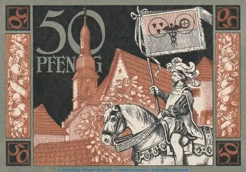 Notgeld Stadt Wunsiedel , 50 Pfennig -Reiter- in kfr. Tieste 8140.05.12 von 1918 , Bayern Verkehrsausgabe