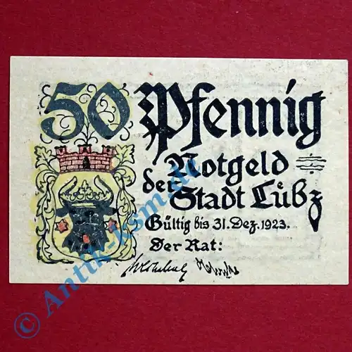 Lübz , Notgeld 50 Pfennig Schein in kfr. M-G 835.2 , Mecklenburg Vorpommern o.D. Seriennotgeld
