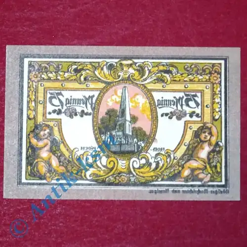 Notgeld Rheinsberg , Schein über 75 Pfennig spiegelverkehrt , Mehl Grabowski 1120.1 B , Brandenburg Seriennotgeld