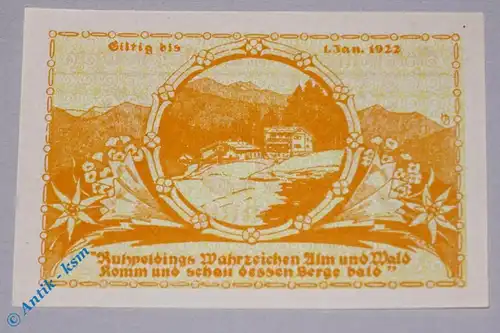 Notgeld Ruhpolding , 35 Pfennig Schein Nr. 1 , Mehl Grabowski 1154.2 , Bayern Seriennotgeld