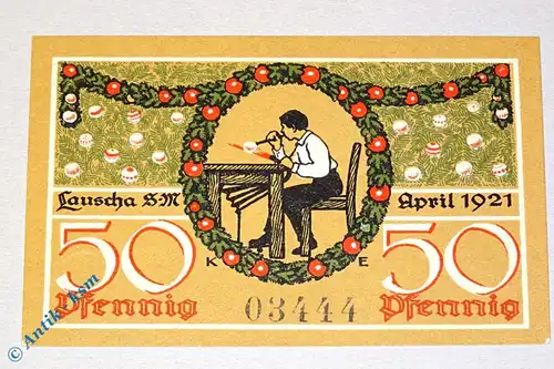 Notgeld Lauscha , 50 Pfennig Schein , Mehl Grabowski 777.1 , von 1921 , Thüringen Seriennotgeld