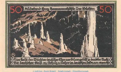Notgeld C. Pieper Rübeland 1147.1.a , 50 Pfennig Schein Nr.1 in kfr. von 1921 , Sachsen Anhalt Seriennotgeld