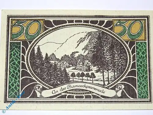 Notgeld Lautenthal , 50 Pfennig Schein Nr 7 , Bismarckpromenade , Mehl Grabowski 778.2 , von 1921 , Niedersachsen Serien Notgeld