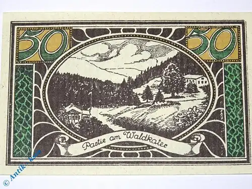 Notgeld Lautenthal , 50 Pfennig Schein Nr 12 , Partie am Waldkater , Mehl Grabowski 778.2 , von 1921 , Niedersachsen Serien Notgeld