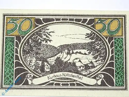 Notgeld Lautenthal , 50 Pfennig Schein Nr 5 , Kurhaus Hüttschenthal , Mehl Grabowski 778.2 , von 1921 , Niedersachsen Serien Notgeld