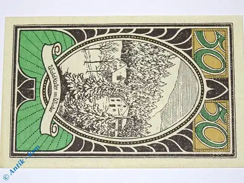 Notgeld Lautenthal , 50 Pfennig Schein Nr 3 , Waldkater im Winter , Mehl Grabowski 778.2 , von 1921 , Niedersachsen Serien Notgeld