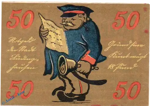 Notgeld Lüdinghausen , 50 Pfennig Schein in kfr. Mehl Grabowski 837.1 , von 1921 , Westfalen Seriennotgeld