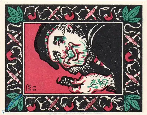 Notgeld Leipzig , Tabakmesse , 75 Pfennig Schein Nr 1 , Mehl Grabowski 785.1 , von 1921 , Sachsen Seriennotgeld