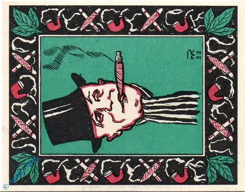 Notgeld Leipzig , Tabakmesse , 1 Mark Schein Nr 2 , Mehl Grabowski 785.1 , von 1921 , Sachsen Seriennotgeld