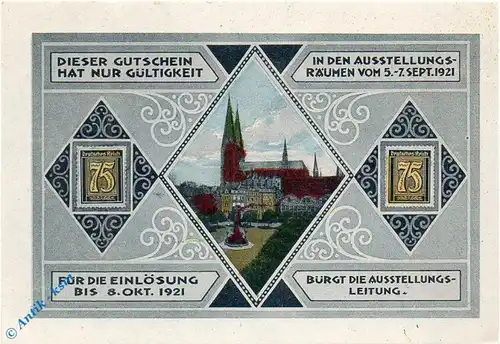Notgeld Lübeck , 75 Pfennig Schein 1 , braun blaugrau , Mehl Grabowski 826.13 , von 1921 , Schleswig Holstein Seriennotgeld