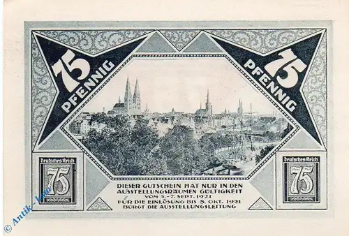 Notgeld Lübeck , 75 Pfennig Schein 7 , braun blaugrau , Mehl Grabowski 826.3 , von 1921 , Schleswig Holstein Seriennotgeld