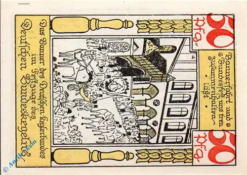 Notgeld Lübeck , Keglerheim , 50 Pfennig Schein Nr 4 , Mehl Grabowski 833.1 , von 1921 , Schleswig Holstein Seriennotgeld
