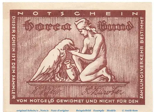 Notgeld Horca Bund Lübeck 821.1 , 2 Mark Schein in kfr. o.D. Schleswig Holstein Seriennotgeld