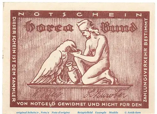 Notgeld Horca Bund Lübeck 821.1 , 5 Mark Schein in kfr. o.D. Schleswig Holstein Seriennotgeld