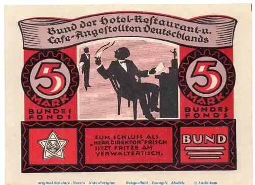 Notgeld Horca Bund Lübeck 821.1 , 5 Mark Schein in kfr. o.D. Schleswig Holstein Seriennotgeld