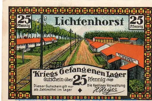 Notgeld H.Heyer Lichtenhorst 797.1 , 25 Pfennig Schein Nr 2 in kfr. o.D. Niedersachsen Seriennotgeld