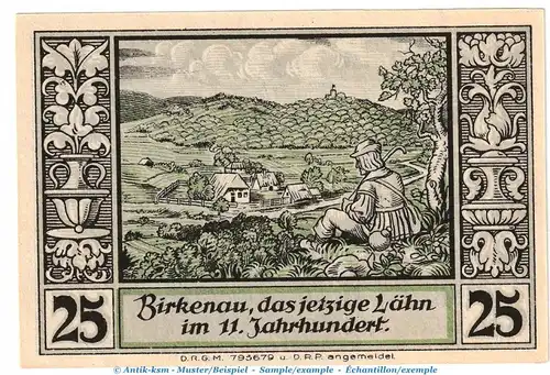 Notgeld Sparkasse Lähn 756.1.a , 25 Pfennig -mit US- in kfr. o.D. Schlesien Seriennotgeld
