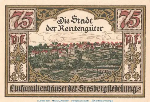 Notgeld Stadt Lennep 791.1 , 75 Pfennig Schein -G- in kfr. von 1921 , Westfalen Seriennotgeld
