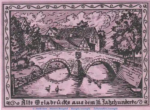 Notgeld Dorfgemeinde Oppurg 1023.1.a , 25 Pfennig Schein o. Drfa. in kfr. von 1921 , Thüringen Seriennotgeld
