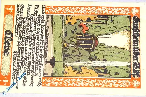 Cleve , Notgeld 75 Pfennig Schein Nr.2 in kfr. M-G 231.2 , Westfalen 1921 Seriennotgeld