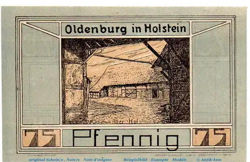 Notgeld J, Iwersen Oldenburg 1014.1.b , 75 Pfennig Schein in kfr. von 1921 , Schleswig Holstein Seriennotgeld