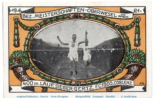 Notgeld Vesalia 08 Oberwesel 1005.1 , 50 Schein in kfr. von 1921 , Rheinland Seriennotgeld