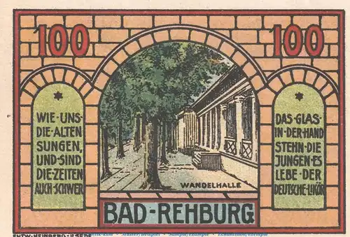 Notgeld E. Bornemann & Co. Rehburg 1106.1 , 100 Pfennig Schein Nr.1 in kfr. von 1921 , Niedersachsen Seriennotgeld